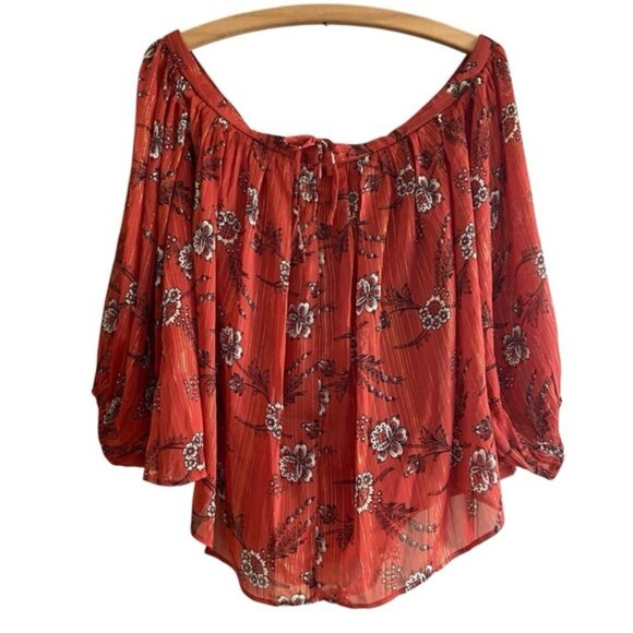 Ann Taylor Gorgeous Flowy Rust Color Floral Blouse Top Women’s Size XS - Picture 3 of 10